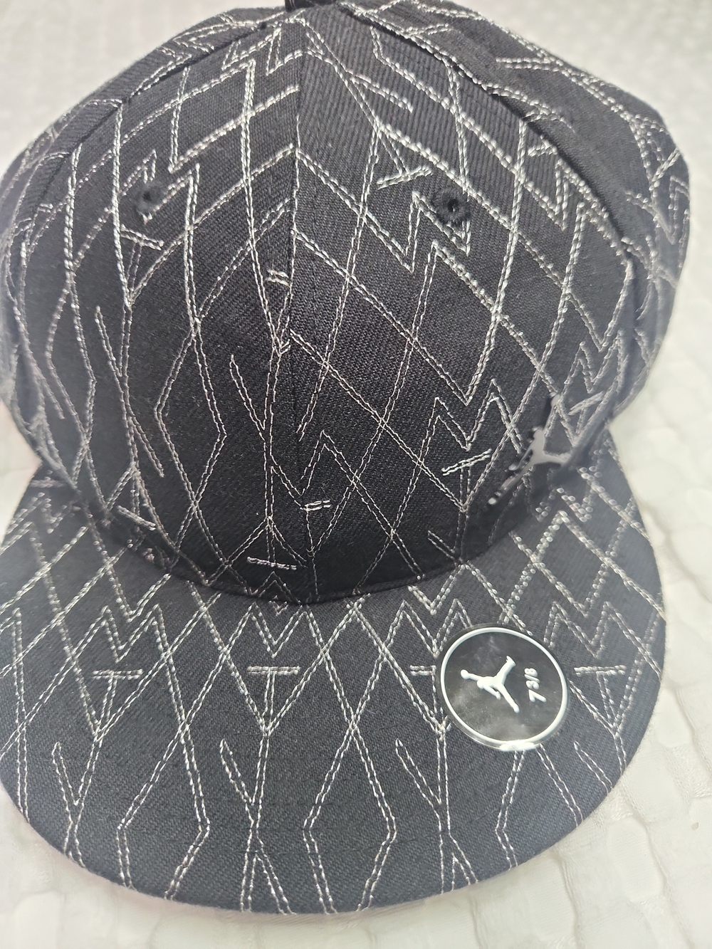 Jordan 7⅜ Black And Silver Flat Bill Cap